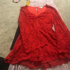 Red lace romper